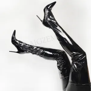 Stretchy Shiny Boots Thigh High