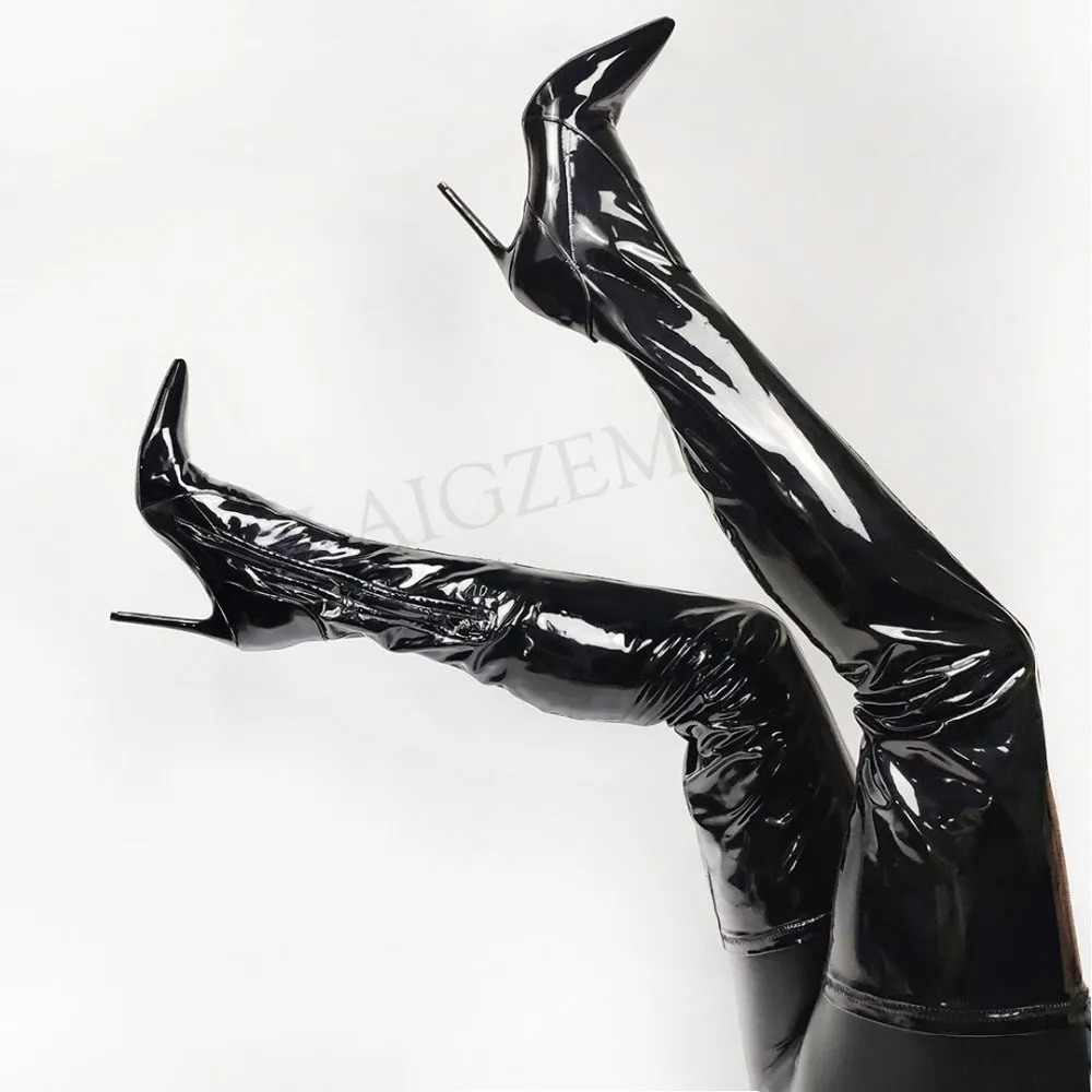 Stretchy Shiny Boots Thigh High