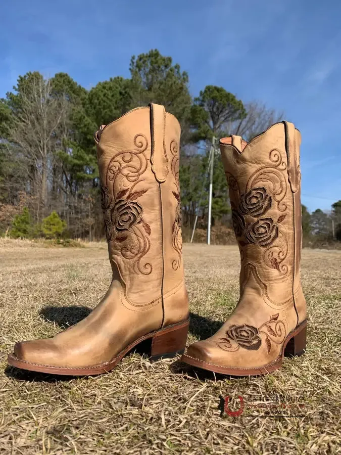 TANNER MARK WOMEN’S MCALLEN SAND WITH BROWN ROSES INLAY