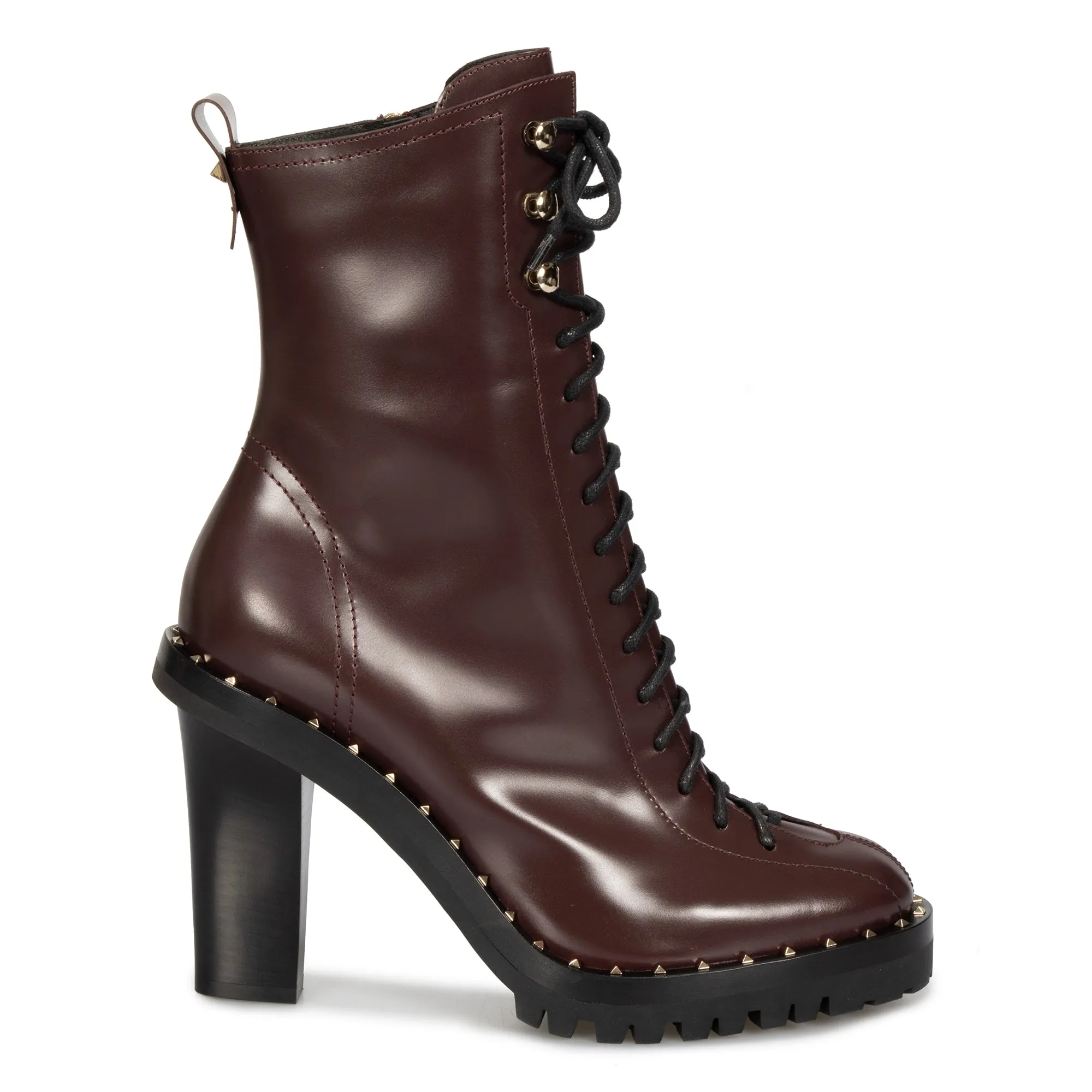 Valentino Soul Rockstud Boots in Burgundy