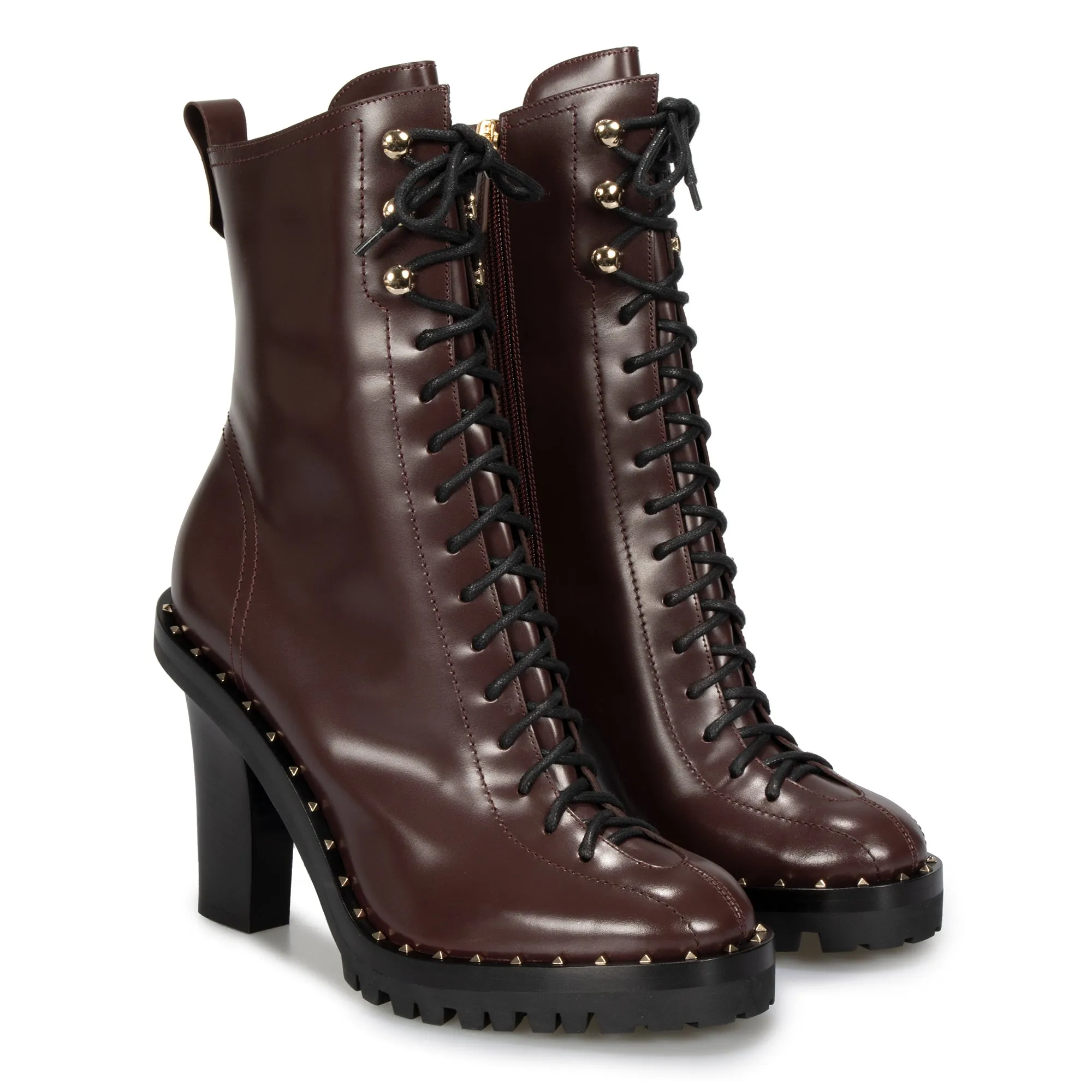 Valentino Soul Rockstud Boots in Burgundy
