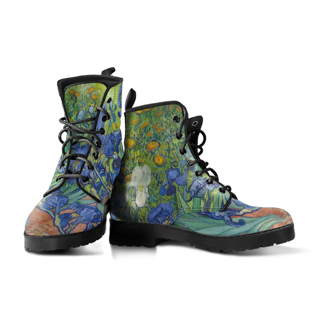 Vintage Art Vincent van Gogh Irises Women's Vegan Leather Boots