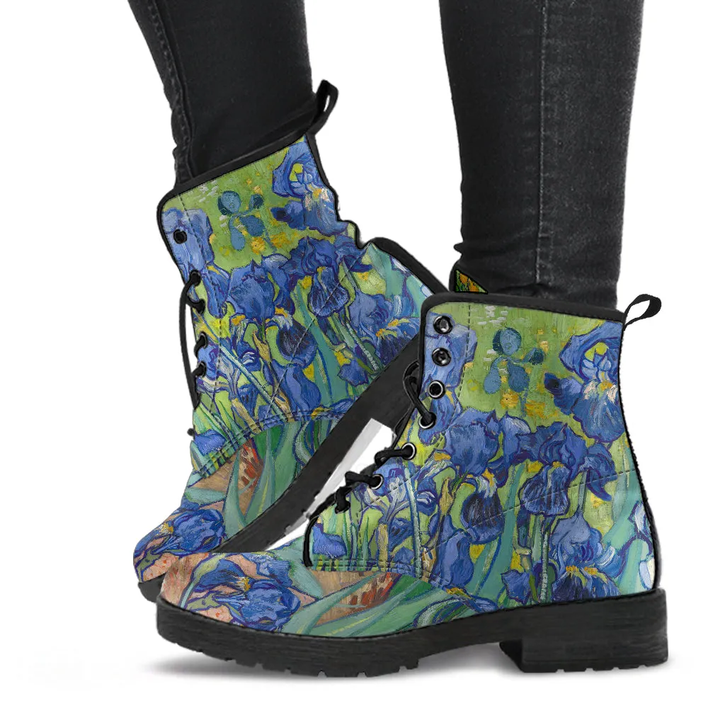 Vintage Art Vincent van Gogh Irises Women's Vegan Leather Boots
