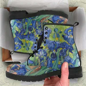Vintage Art Vincent van Gogh Irises Women's Vegan Leather Boots