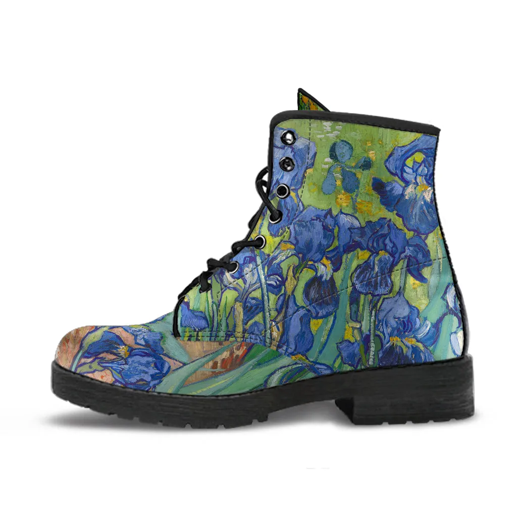 Vintage Art Vincent van Gogh Irises Women's Vegan Leather Boots