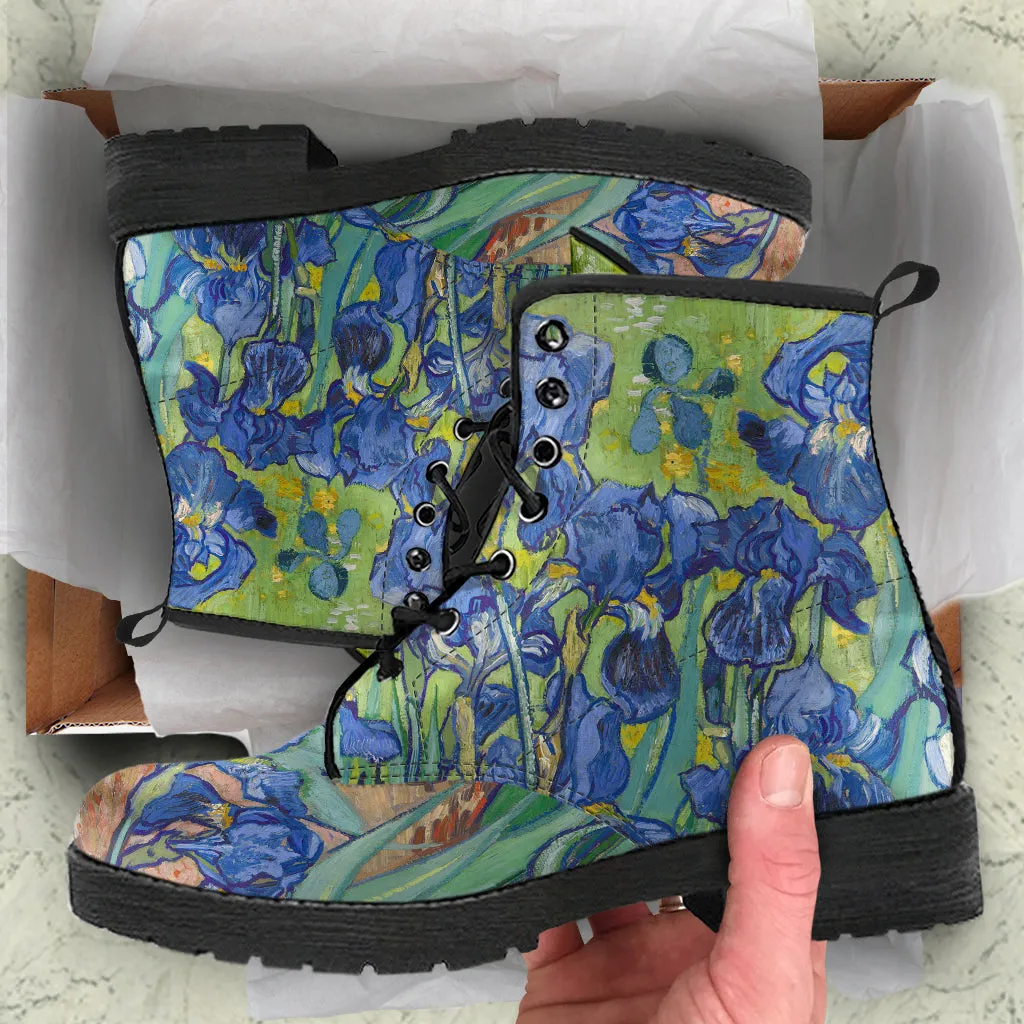 Vintage Art Vincent van Gogh Irises Women's Vegan Leather Boots