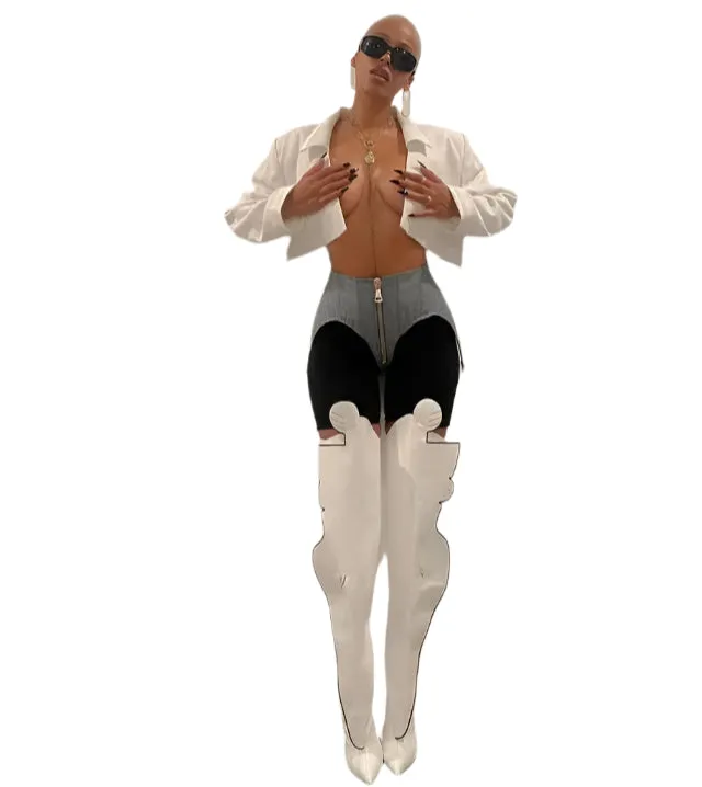 White Over The Knee Art Boots