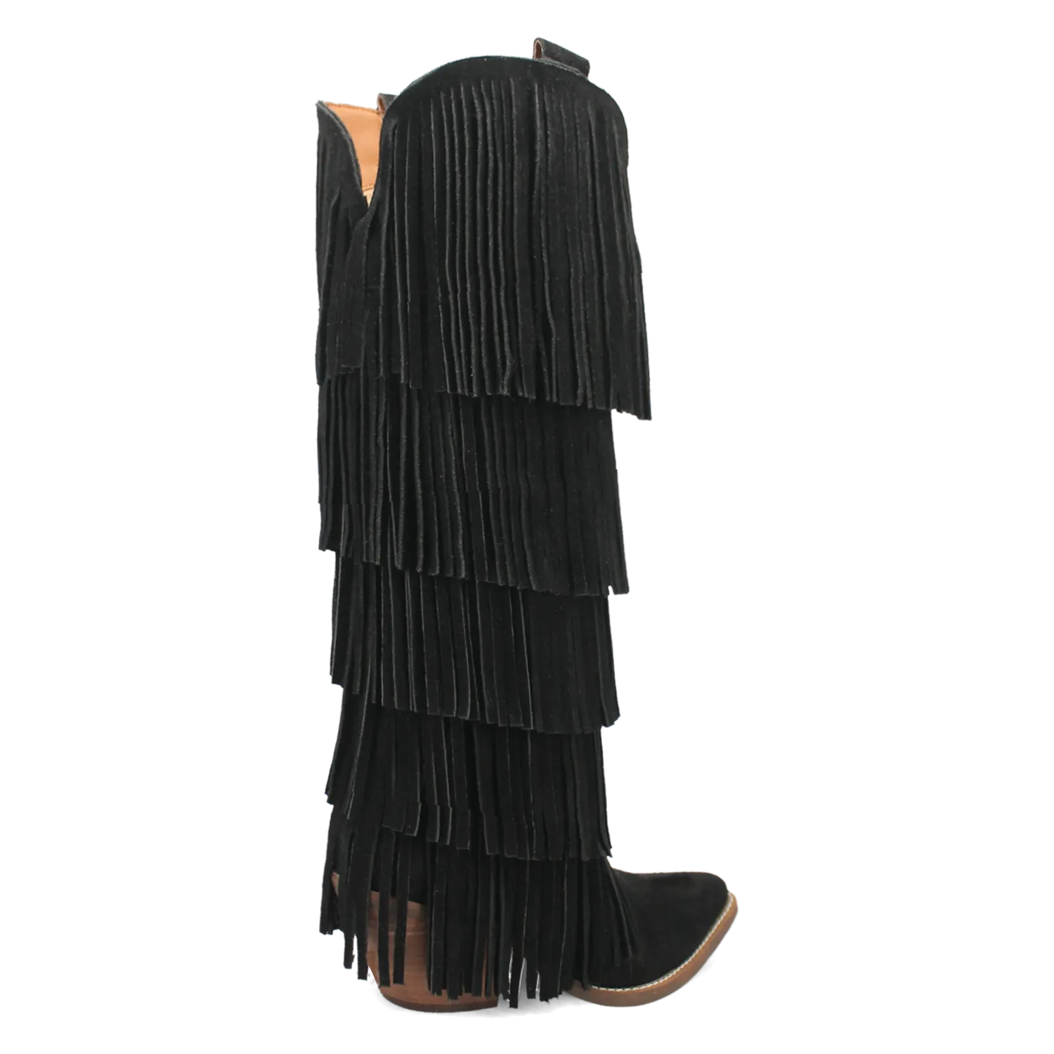 Wild Child Black Suede Leather Fringe Boots (DS) BACKORDER NOVEMBER 2024