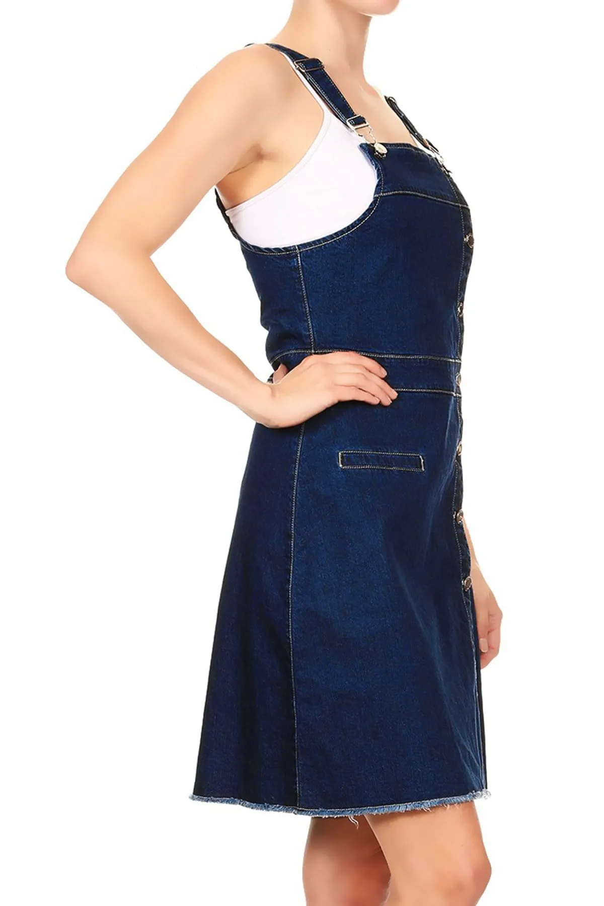 Womens 90s Fashion Adjustable Strap Denim Jean Overall Dress