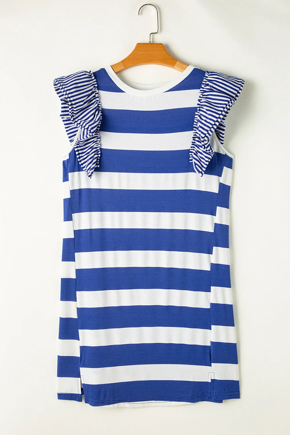 Women's Contrast Ruffled Sleeve Loose Fit T-shirt Dress
