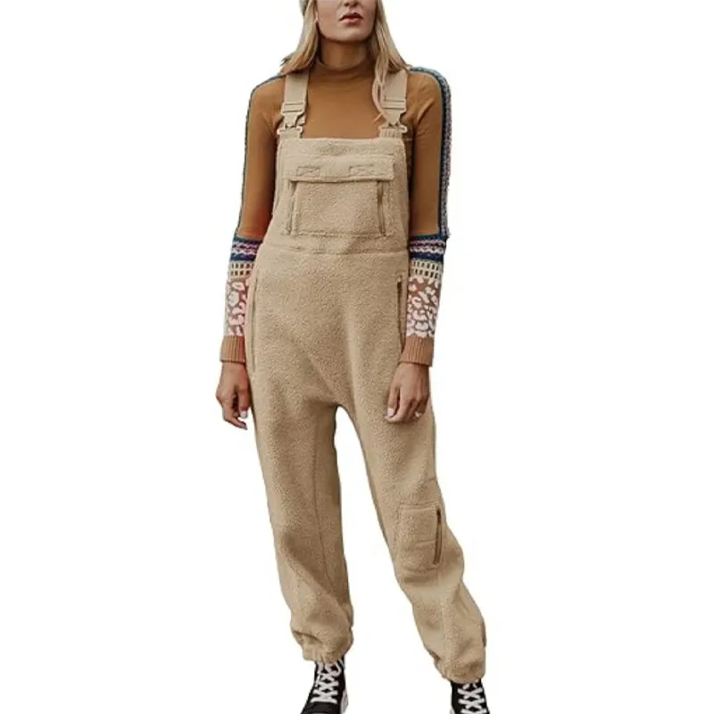 Women's Fleece Warm Loose Casual Jumpsuits
