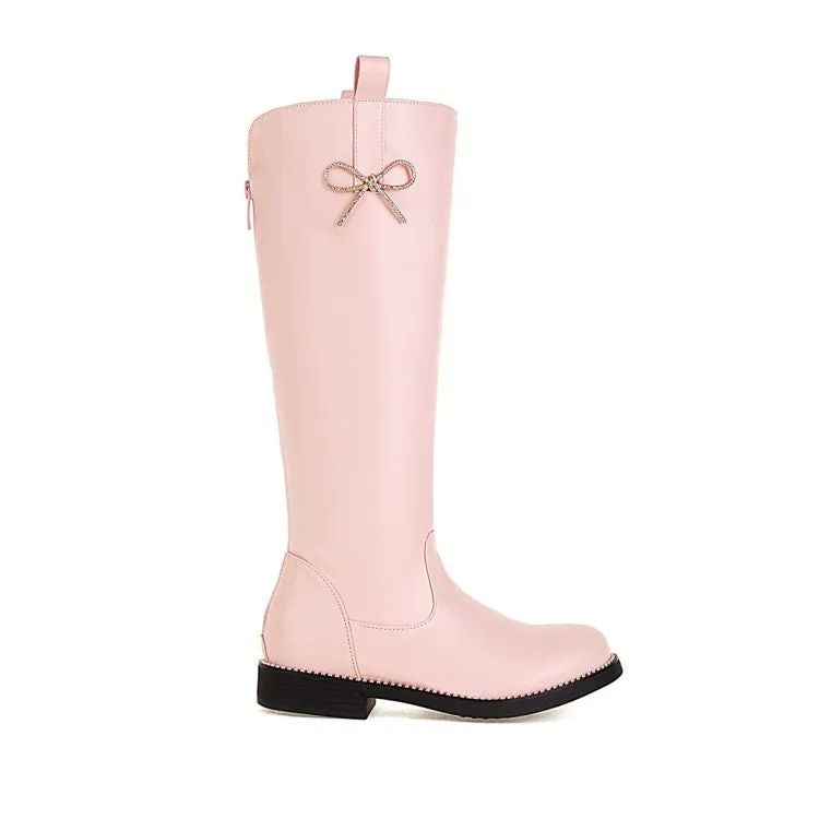 Womens' Knot Low Heels Knee High Boots