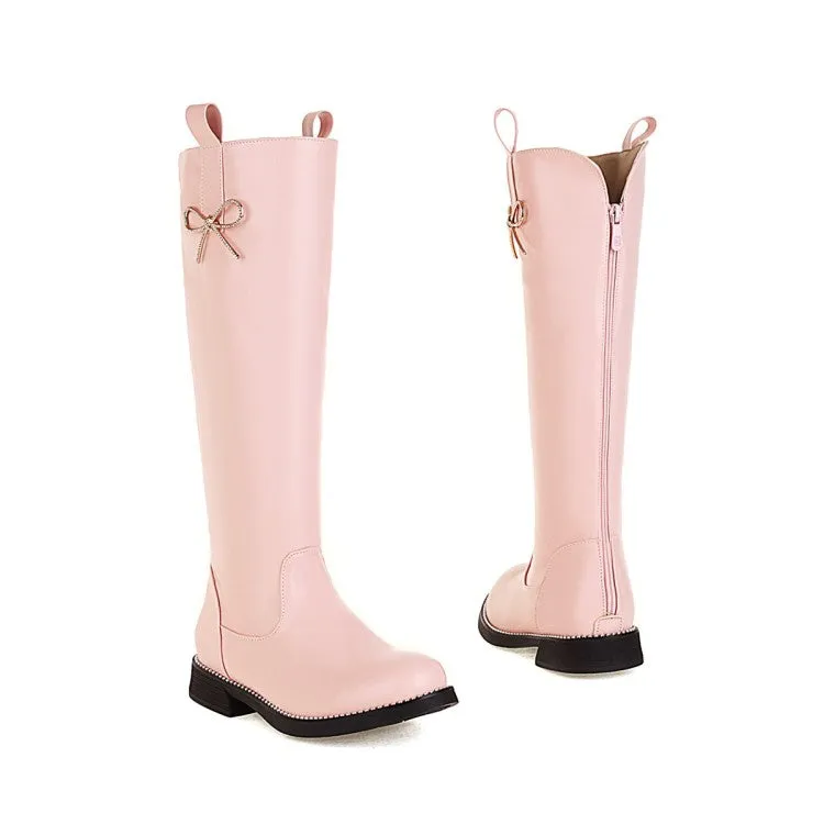 Womens' Knot Low Heels Knee High Boots